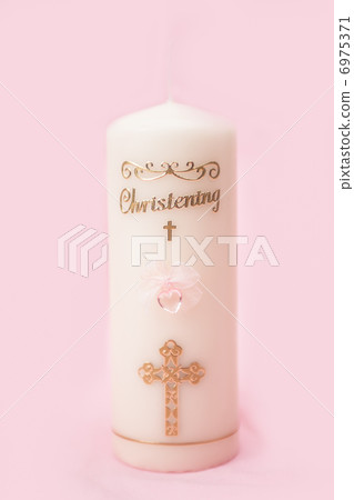 Christening candle with pink detail Christening candle with pink detail 6975371