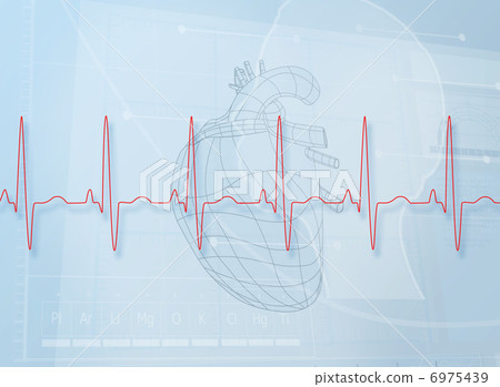 Hearth illustration behind a heartbeat line 6975439