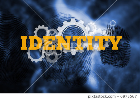 Yellow identtiy text on blue background 6975567