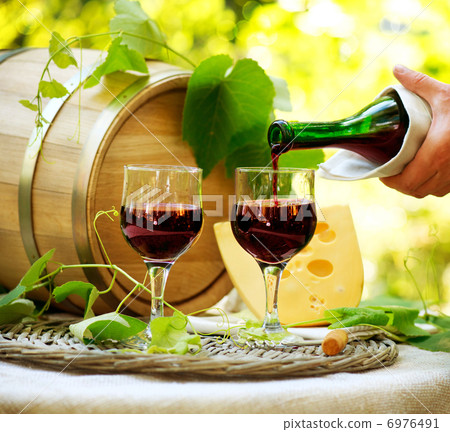 Red Wine and Cheese. Romantic Lunch Outdoor Red Wine and Cheese. Romantic Lunch Outdoor 6976491