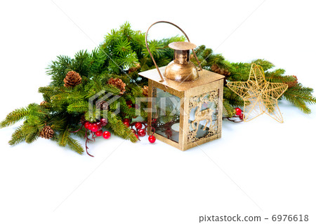 Christmas and New Year Decorations isolated on white Christmas and New Year Decorations isolated on white 6976618