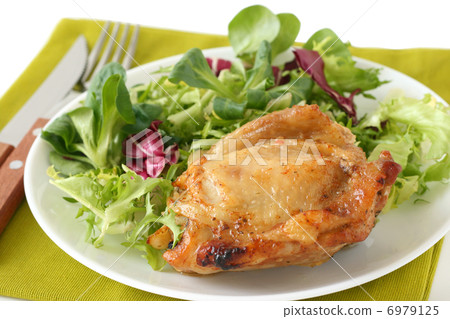 fried chicken with salad fried chicken with salad 6979125
