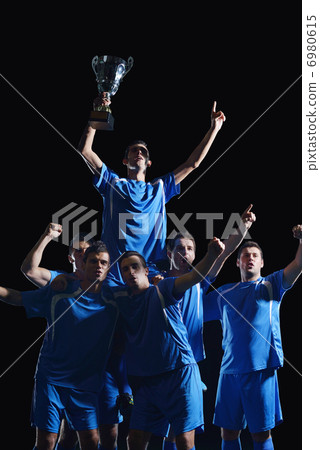 soccer players celebrating victory 6980615