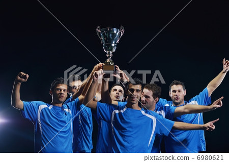 soccer players celebrating victory soccer players celebrating victory 6980621