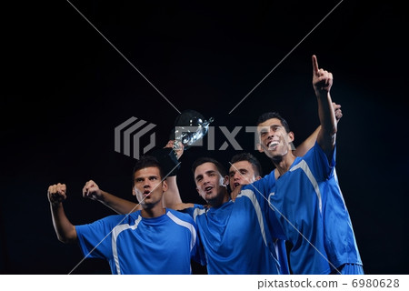 soccer players celebrating victory soccer players celebrating victory 6980628