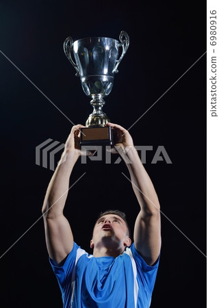 soccer players celebrating victory 6980916