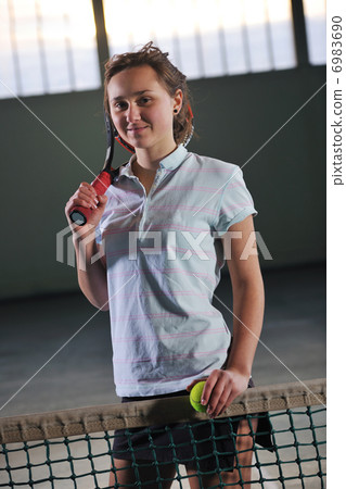 one young woman play tennis 6983690