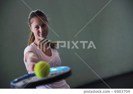 one young woman play tennis 6983704