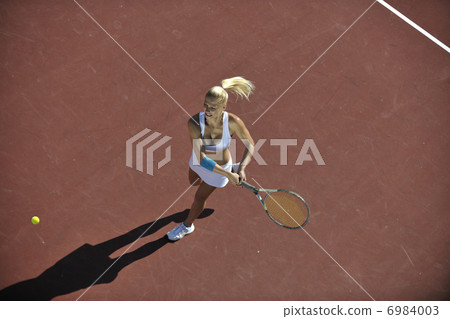 young woman play tennis outdoor young woman play tennis outdoor 6984003