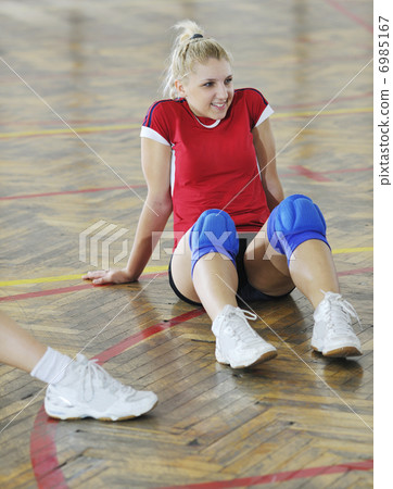 girls playing volleyball indoor game girls playing volleyball indoor game 6985167