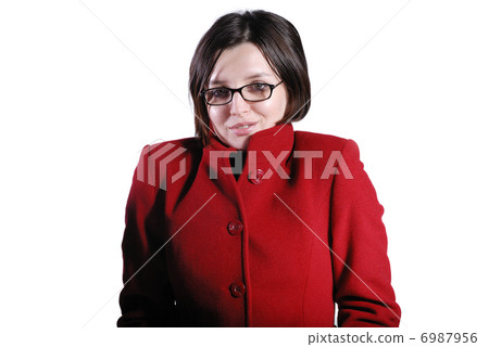 Portrait of a beautiful woman wearing winter coat 6987956