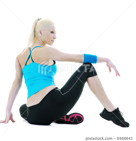 fitness and exercise with blonde woman fitness and exercise with blonde woman 6988641