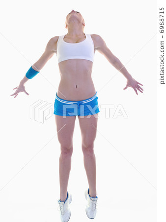 fitness and exercise with blonde woman fitness and exercise with blonde woman 6988715