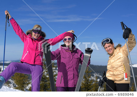 winter season fun with group of girls winter season fun with group of girls 6989846