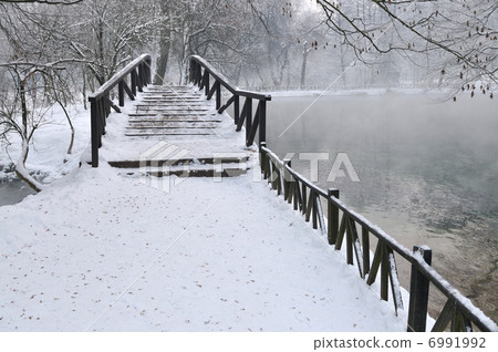 small wooden bridge at winter small wooden bridge at winter 6991992