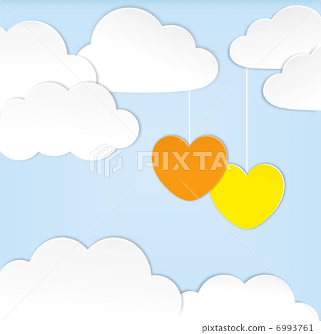 Paper clouds with hearts Paper clouds with hearts 6993761