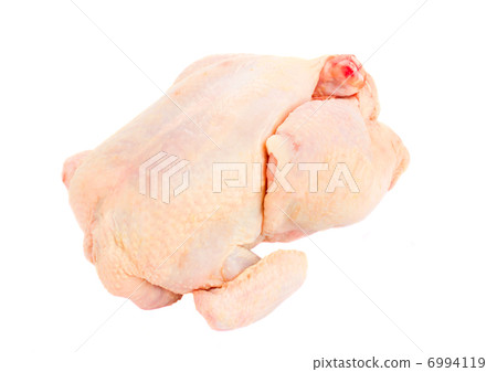Raw hen on a white background Raw hen on a white background 6994119