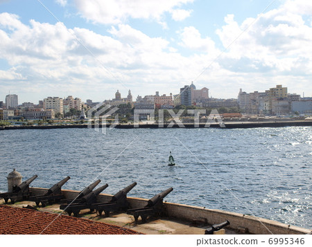 World Heritage "Old Havana and Its Fortification Group" Moro Fortress Artillery and Havana Old Town (Cuba) 6995346