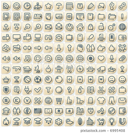 Paper Stickers with Web Icons Paper Stickers with Web Icons 6995408