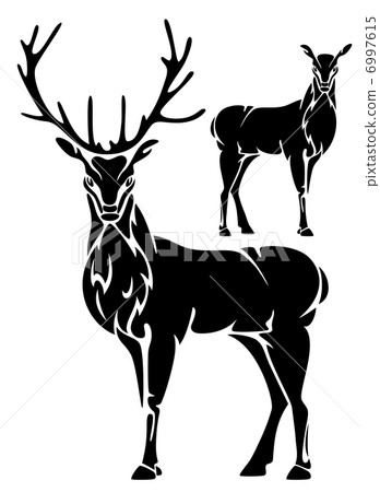 standing deer black and white vector illustration standing deer black and white vector illustration 6997615