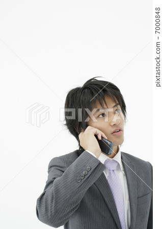 日本商人談話在手機 7000848