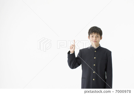 Men's high school students pointing to fingers 7000978