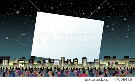 專注於夜晚城市白板的人 7006486