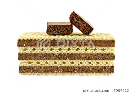 Wafers a stack with two slices of of porous chocolate 7007412