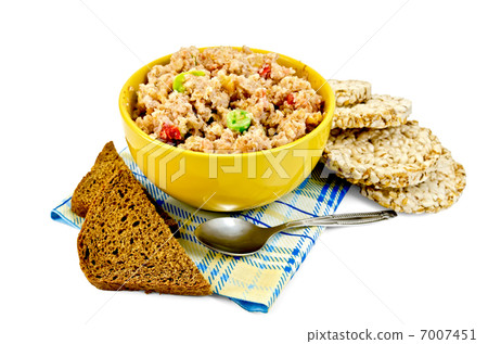 Porridge rye flakes with bread on a napkin 7007451