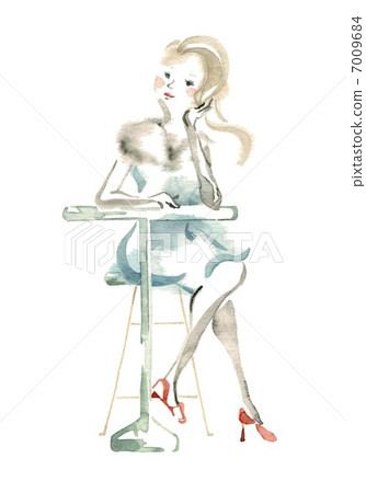 A woman sitting on a chair A woman sitting on a chair 7009684