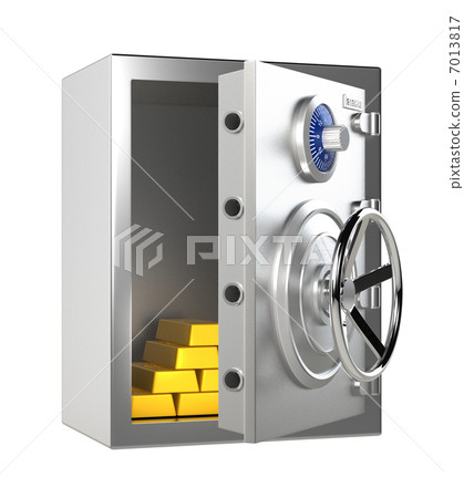 Open safe and gold bullion 7013817