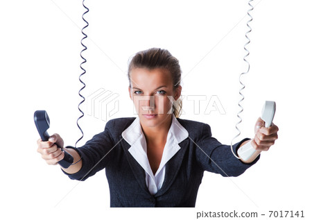 Female helpdesk operator on white Female helpdesk operator on white 7017141
