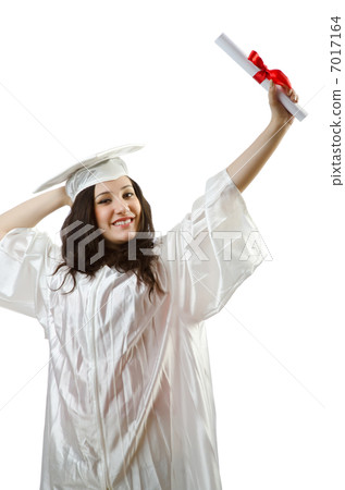 Happy graduate on white background Happy graduate on white background 7017164