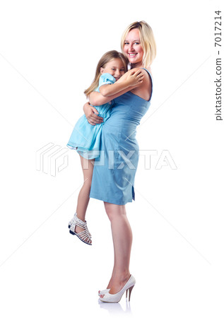 Happy mom and daughter on white Happy mom and daughter on white 7017214