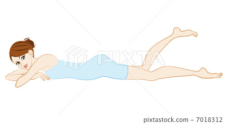 Beauty / female / lie down / whole body / white back 7018312