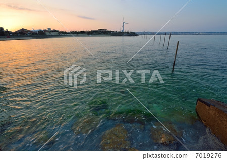 日落海灘沖繩島拷貝空間 7019276