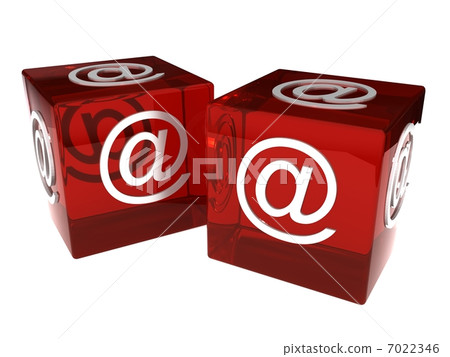 Two dices with e-mail sign over white Two dices with e-mail sign over white 7022346