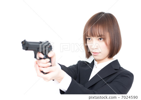 拿著手槍的婦女 7024590