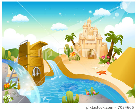 Sand castle and diving board 7024666
