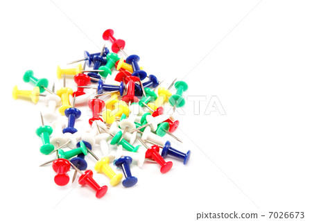 Colored pushpin isolated on white background. 7026673
