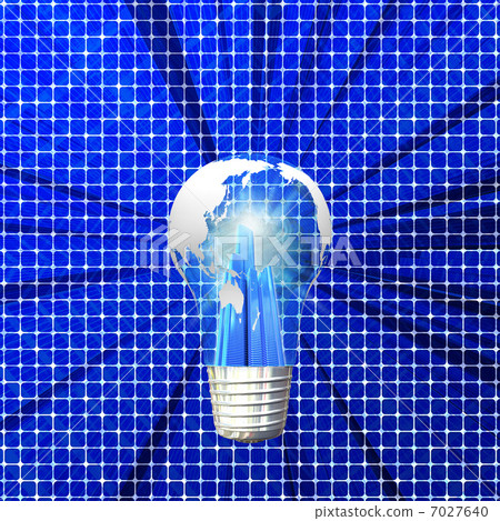 City in the light bulb / Solar panel 7027640