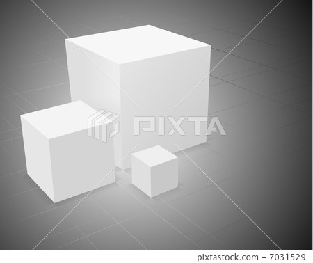 3d abstract background, three white cube on grey background with 7031529