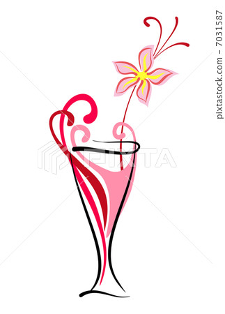 Alcohol sweet cocktail in glass with tropical flower decor 7031587