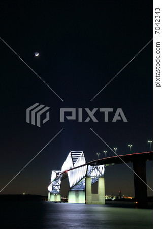 Tokyo Gate Bridge and Moon 7042343