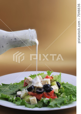salat with feta cheese and fresh vegetables 7046636