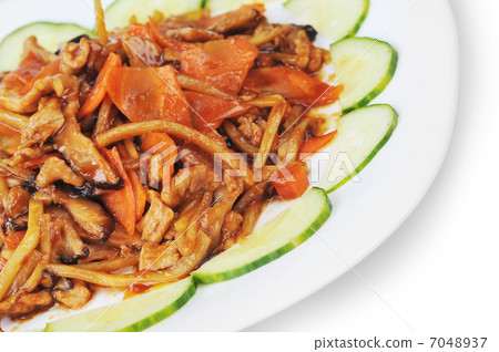 chinese food on plate close up 7048937