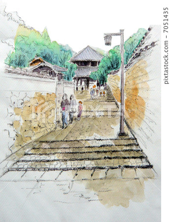 Sketch drawing of Nara Todaiji temple February 7051435