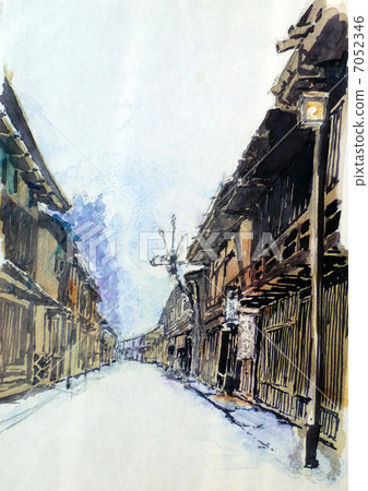 住宿水彩繪畫在郵局鎮 住宿水彩繪畫在郵局鎮 7052346