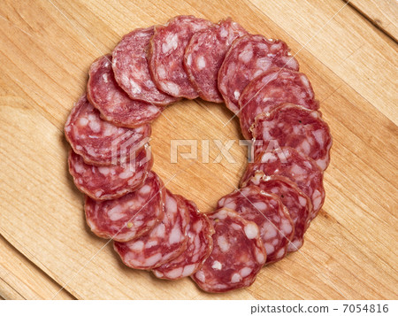 sliced salami in circle shape sliced salami in circle shape 7054816