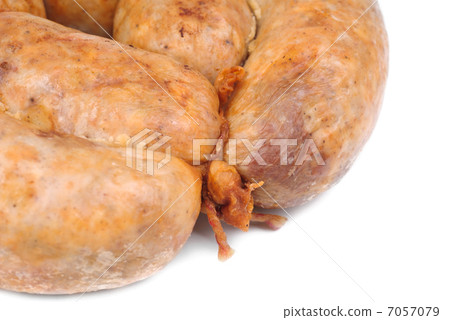 sausage from the pork stuffing isolated on a white background 7057079